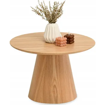 Konferenční stolek KULATÝ DUBOVÝ KONFERENČNÍ STOLEK VE TVARU KUŽELE, STYL BOHO, OTTAWA, 60 CM, DUB