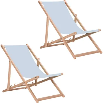 Zahradní lehátko Aga 2x Dřevěné skládací lehátko Světle šedé