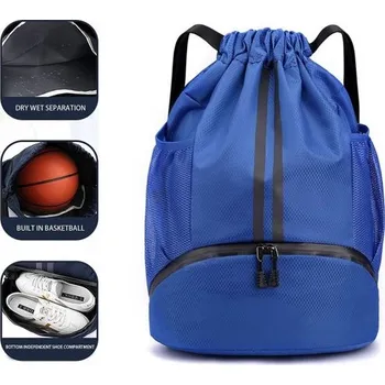 Sportovní tréninkový batoh 33 x 16 x 43 cm Separační kapsa mokré a suché věci Stahovací šňůrka Fitness unisex taška do posilovny a plavání modrá