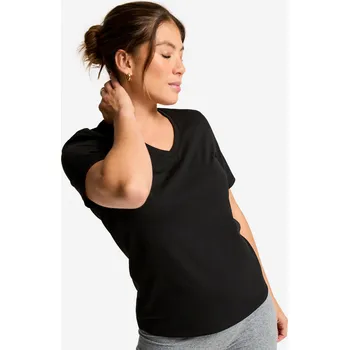 DECATHLON Dámské tričko Coolmax s výstřihem do V L ČERNÁ