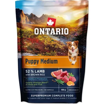 Volný čas Vzorek Ontario Puppy Medium Lamb & Brown Rice 0,1kg