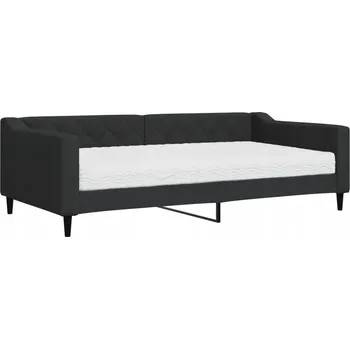 Pohovka Černá pohovka s funkcí spaní 223 x 110 x 67 cm s matrací 100 x 200 x 17 cm