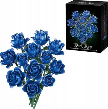 ostatní stavebnice MODRÁ KYTICE RŮŽÍ KVĚTINY STAVEBNICE DÁREK RŮŽE 585 DÍLŮ