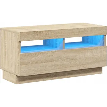 Televizní stolek TV stolek s RGB LED osvětlením, dub sonoma, 80x35x40 cm