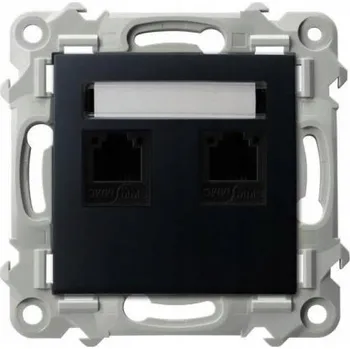 Elektrická zásuvka SAFÍR Telefonní zásuvka dvojitá nezávislá černá metalíza GPT-2ZN/m/33