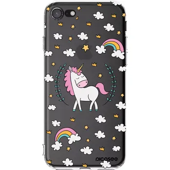 Pouzdro na mobilní telefon Picasee silikonový průhledný obal pro Apple iPhone 8 - Unicorn hvězdné nebe
