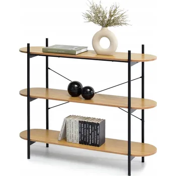 Konferenční stolek MODERNÍ KONZOLOVÝ STOLEK 120 LOFT NÍZKÝ REGÁL 99 CM S POLICEMI INGRID DUB RÁM ČERNÝ