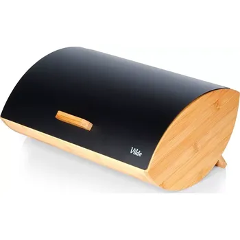chlebník Chlebník z bambusu a kovu, černý, 35,5 × 24,5 × 15,5 cm