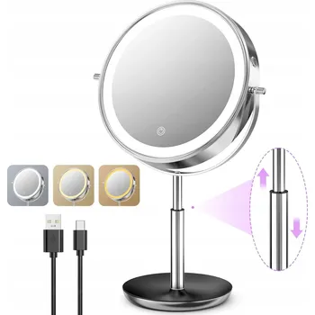 Zrcadlo 10X KOSMETICKÉ ZRCADLO S LED PODSVÍCENÍM A NASTAVITELNOU VÝŠKOU 3