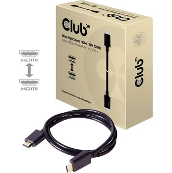 Audio kabel club3D HDMI kabel Zástrčka HDMI-A, Zástrčka HDMI-A 1.00 m černá CAC-1371 10K UHD, 8K UHD HDMI kabel