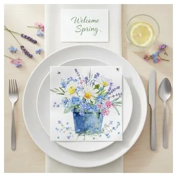 Papírový ubrousek Dekorativní papírový ubrousek MODRÁ KYTICE 33x33 cm balení 20 ks