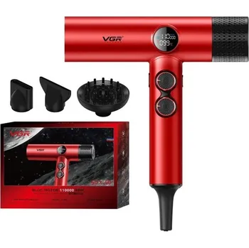 Fén Vysokorychlostní fén na vlasy 1600–1900 W 70000–110000 ot./min BLDC motor regulace teploty LED displej salonní použití červená
