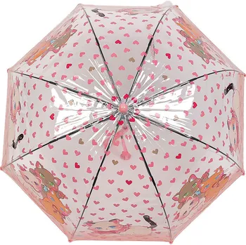 Deštník Dětský průhledný vystřelovací deštník kočka, barva 2 růžová stř.