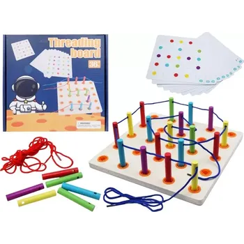 Dřevěná hračka dřevěná hra barevné paličky a kolíčky s navlékáním