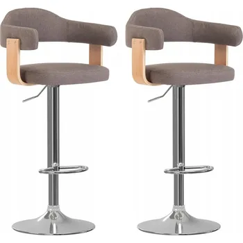 Jídelní set Sada 2 otočných barových židlí, šedohnědá/hnědá, 56,5x57,5x(89-111) cm