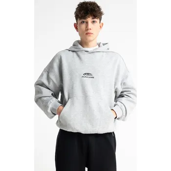 Chlapecká mikina Reporter Young | Chlapecká šedá zateplená mikina BOXY s kapucí a nápisem FLAWLESS - Barva ŠEDÁ, Velikost 170 261-0551B-05-150-1