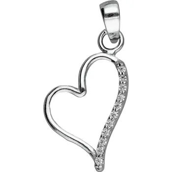 Přívěsek Zlaton Přívěsek bílé zlato srdce se zirkony 2.3cm 0.85g 000342310249