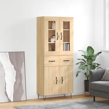 Příborník a kredenc zahrada-XL Skříň highboard dub sonoma 69,5 x 34 x 180 cm kompozitní dřevo 3198564