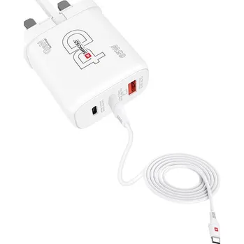 Skross Power Charger 65W PD GaN Combo plus UK USB nabíječka, 1x USB A , 2x USB-C®, 65 W, Dodávka energie, bílá