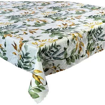 ubrus Obrus Plamoodpudivý Jarní Mramor Zelené Zlaté Listy 120x120 cm