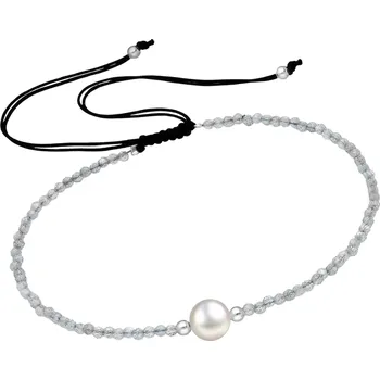 Náramek Šňůrkový náramek Labradorit s perličkou Ag 925/1000