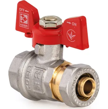 Zahradní hadice Koer Kulový kohout se svěrným šroubením, motýl, červený, KR.351 Ø16×1/2"M | KR.351 Ø16×1/2"M