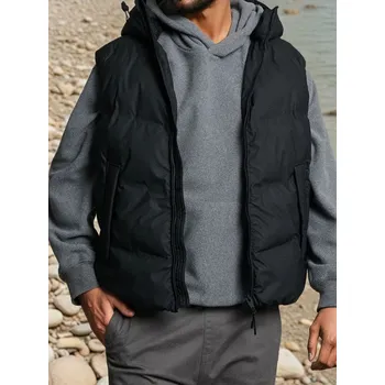 Sinsay - Prošívaná vesta s kapucí - černá - 272EU-99X - 272EU-99X-XL