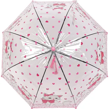 Stojan na deštník Dětský průhledný vystřelovací deštník kočka Varianta: 1 růžová sv., Balení: 1 ks