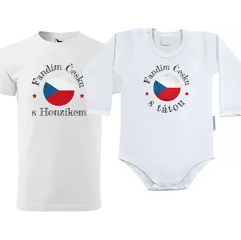 Kojenecký body Sada trička a bodyčka Fandím Česku se jménem