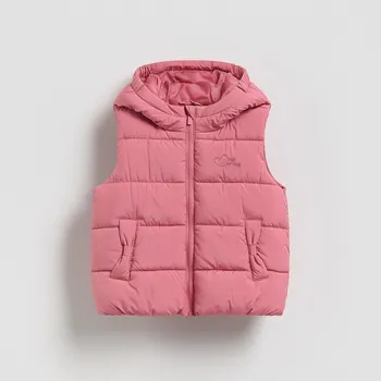 Dívčí oblečení Reserved - Prošívaná vesta s kapucí - růžová - 398HR-38X - 398HR-38X-104