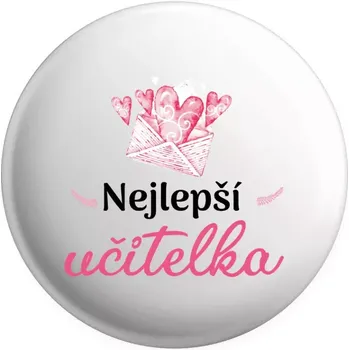 Placka Nejlepší učitelka - obálka se srdíčkem