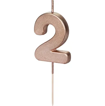 Dortová svíčka Svíčka na dort číslo 2 rose gold