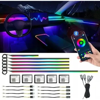Osvětlení interiéru vozidel RGB LED Ambientní Osvětlení Interiéru Auta 18v1 Bluetooth Aplikace