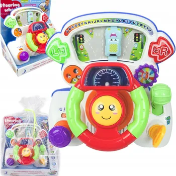 Hračka pro nejmenší LT454 VELKÝ HUDEBNÍ VOLANT 4 REŽIMY HRY SVĚTLA ZVUKY