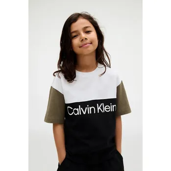 Chlapecké oblečení Dětské bavlněné tričko Calvin Klein Jeans IB0IB02528.128.170.9BYA černá 99X, vel. 164