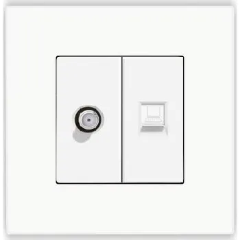 Elektrická zásuvka INTERNETOVÁ ZÁSUVKA SATELITNÍ ANTÉNNÍ KONEKTOR F PLASTOVÁ ZÁSUVKA RJ45 CAT5e