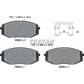 Brzdová destička Sada brzdových destiček, vždy 4 kusy v sadě TEXTAR 2668201