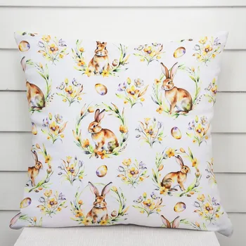 Povlak na polštářek Velikonoční dekorační povlak na polštář TF-107 Zajíčci na bílém 40 x 60 cm