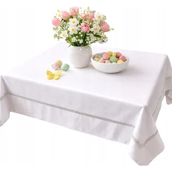 ubrus Ubrus bílý lesklý ELEGANTNÍ 110x160 se stříbrnou nití, ODOLNÝ PROTI SKVRNÁM