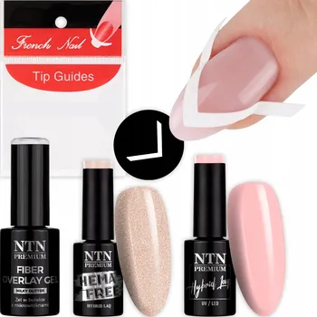 Lak na nehty Sada na nehty Classic French 2x Hybridní lak NTN 5g + Gel Samolepky