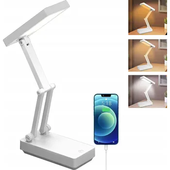 Lampička LED Stolní Lampa Bezdrátová Akumulátorová Bílá USB pro Psací Stůl Školní