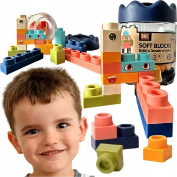 ostatní stavebnice Stavebnice pro děti MĚKKÉ stavební v nádobě 30 dílků