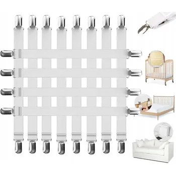 Prostěradlo 12X NASTAVITELNÉ KLIPY NA PROSTĚRADLO NAPÍNÁKY SVORKY NAPÍNACÍ 58-100cm