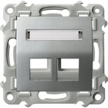 Elektrická zásuvka Rámeček pro dvojitou Keystone zásuvku, šikmý OSPEL SAFÍR GPK-2ZS/p/18 STŘÍBRO