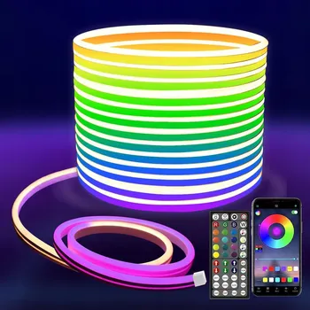 LED páska 5m Hudební NEON FLEX LED RGBIC 24V DC Aplikace Bluetooth