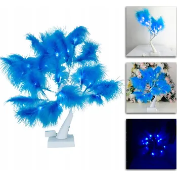 Lampička MODRÁ KREATIVNÍ LED STOLNÍ LAMPA S PEŘÍM