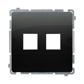 Elektrická zásuvka BASIC Krytka zásuvky RJ45 UTP pro Keystone plochá 2x černá BMPT/49