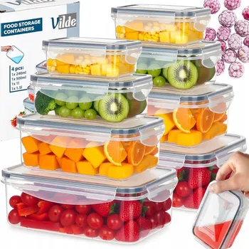 Dóza na potraviny 8x Kuchyňské HERMETICKÉ dózy na potraviny s těsněním - sada dóz