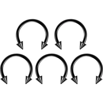 Piercing 5 ks piercing z chirurgické oceli 6 mm Zahnutý piercing ve tvaru podkovy Se špičkami Univerzální podkova pro ucho nos ret černá