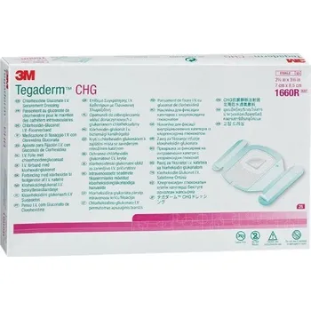 Náplast Náplast fixační i.v. kanyl TEGADERM s CHG, transparentní, s výřezem, sterilní, 7 x 8,5 cm, 25 ks
